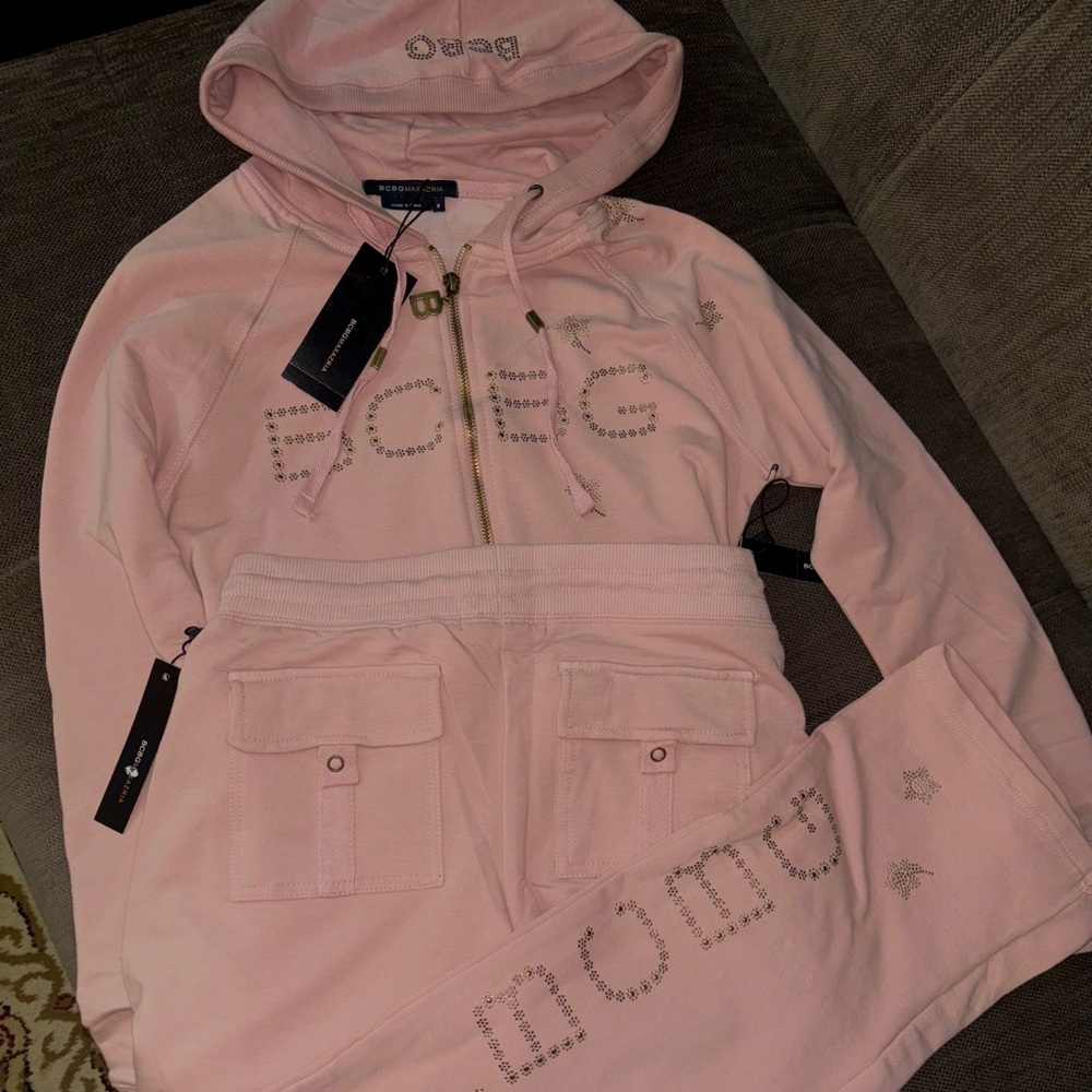 Bcbg y2k pink tracksuit with flared yoga pants included
